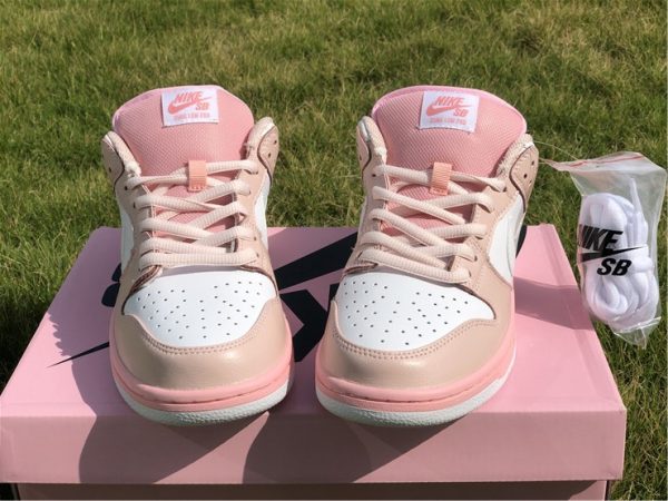 Pink White Pigeon SB Dunk Low Elite tongue