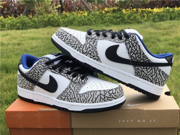 Supreme x Dunk Low Pro SB White Cement blue inner