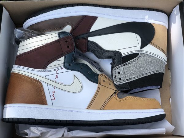 Travis Scott Jordan 1 Retro High Brown Khaki in sole