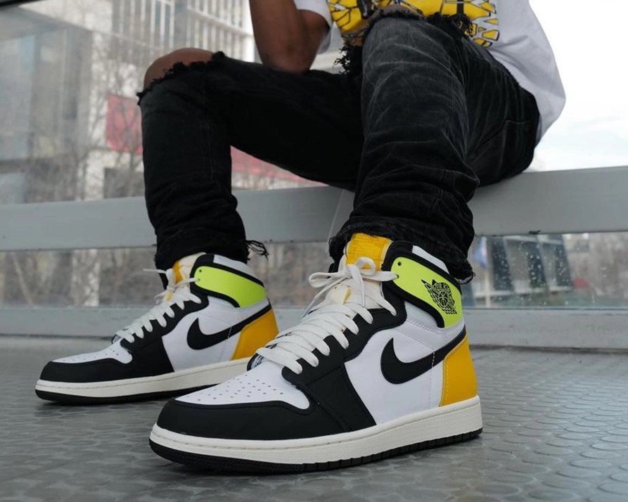 2021 Jordan 1 High OG Volt Gold on feet look