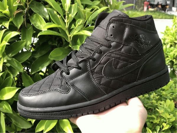 Air Jordan 1 Mid Triple Black Quilted for sale