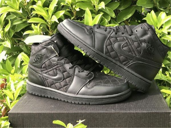 Air Jordan 1 Mid Triple Black Quilted on sale