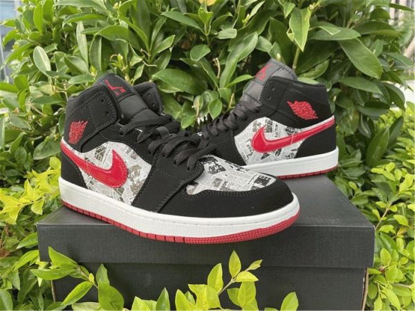 Jordan 1 Mid Newspaper Air Times gym red