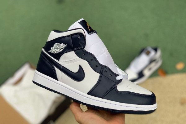 Jordan 1 Mid White Metallic Gold Obsidian