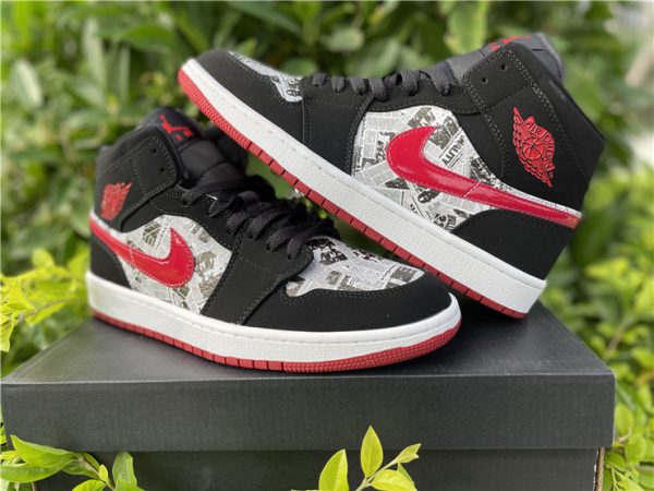 Nike Air Jordan 1 Mid Newspaper Air Times black