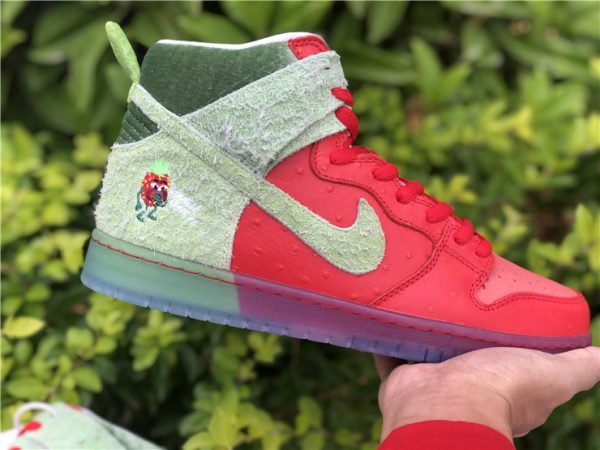 Nike SB Dunk High Strawberry Cough green suede