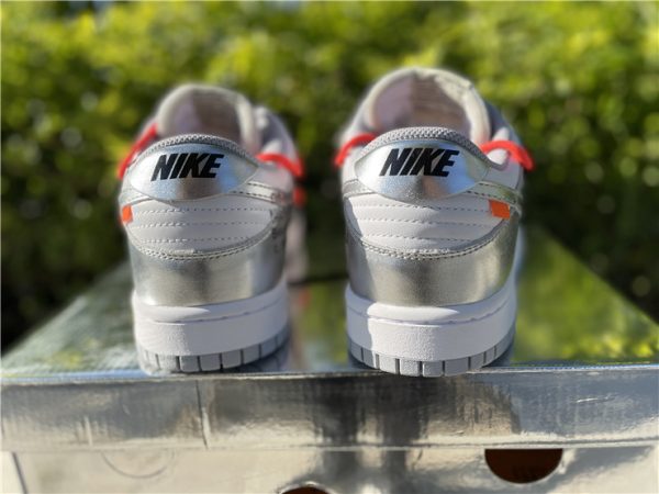 Off White Nike Dunk Low Leather Sliver White heel