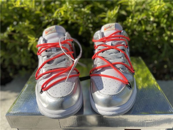 Off White Nike Dunk Low Leather Sliver White orange