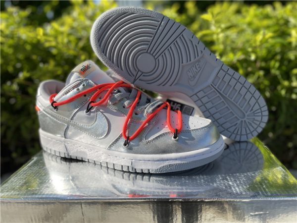 Off White Nike Dunk Low Leather Sliver White shoes