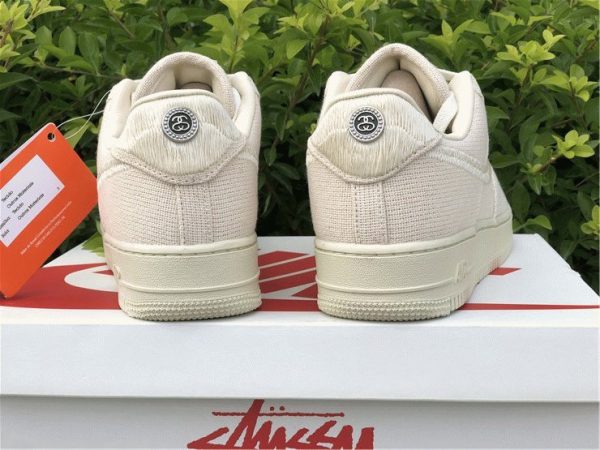 Stussy x Nike Air Force 1 Lows Fossil Stone heel