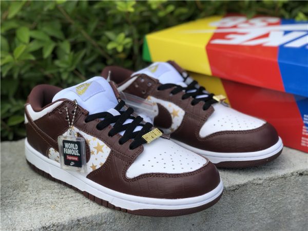 Supreme Nike SB Dunk Low Brown Stars sneaker