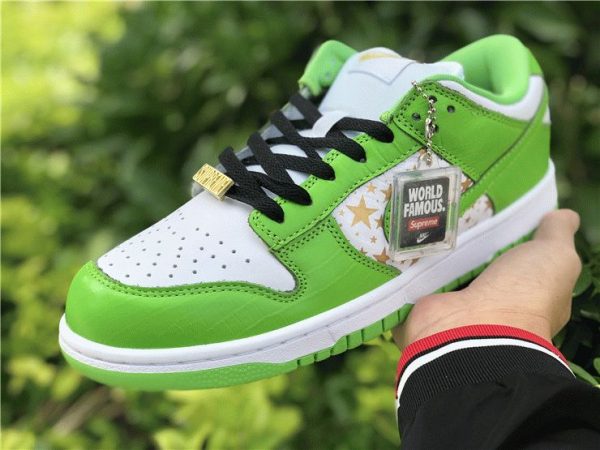 Supreme SB Dunk Low Green Stars croc mudguard