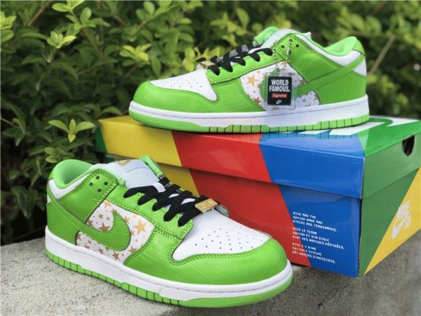 Supreme SB Dunk Low Green Stars sale