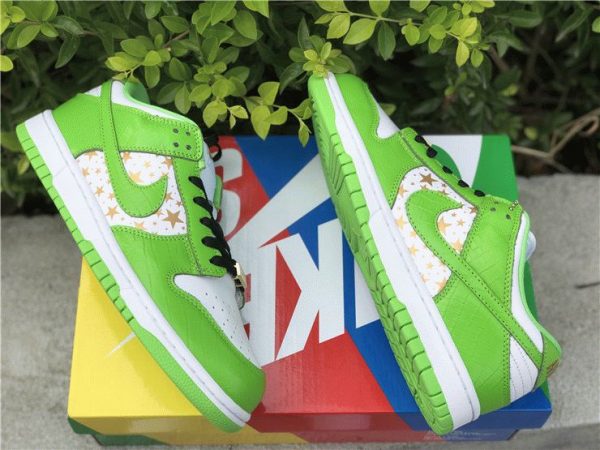 Supreme SB Dunk Low Green Stars sneaker