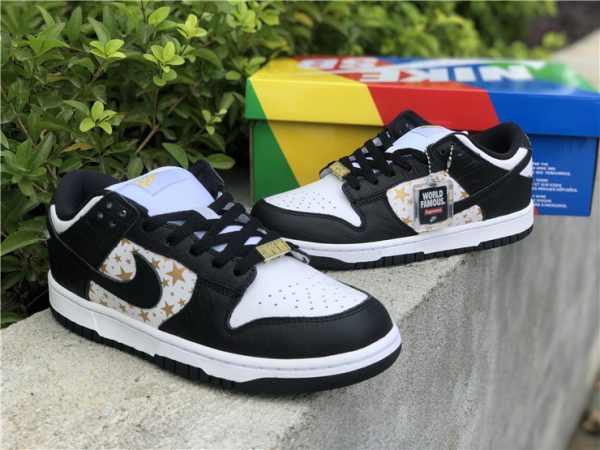 Supreme x Nike SB Dunk Low Black Stars shoes