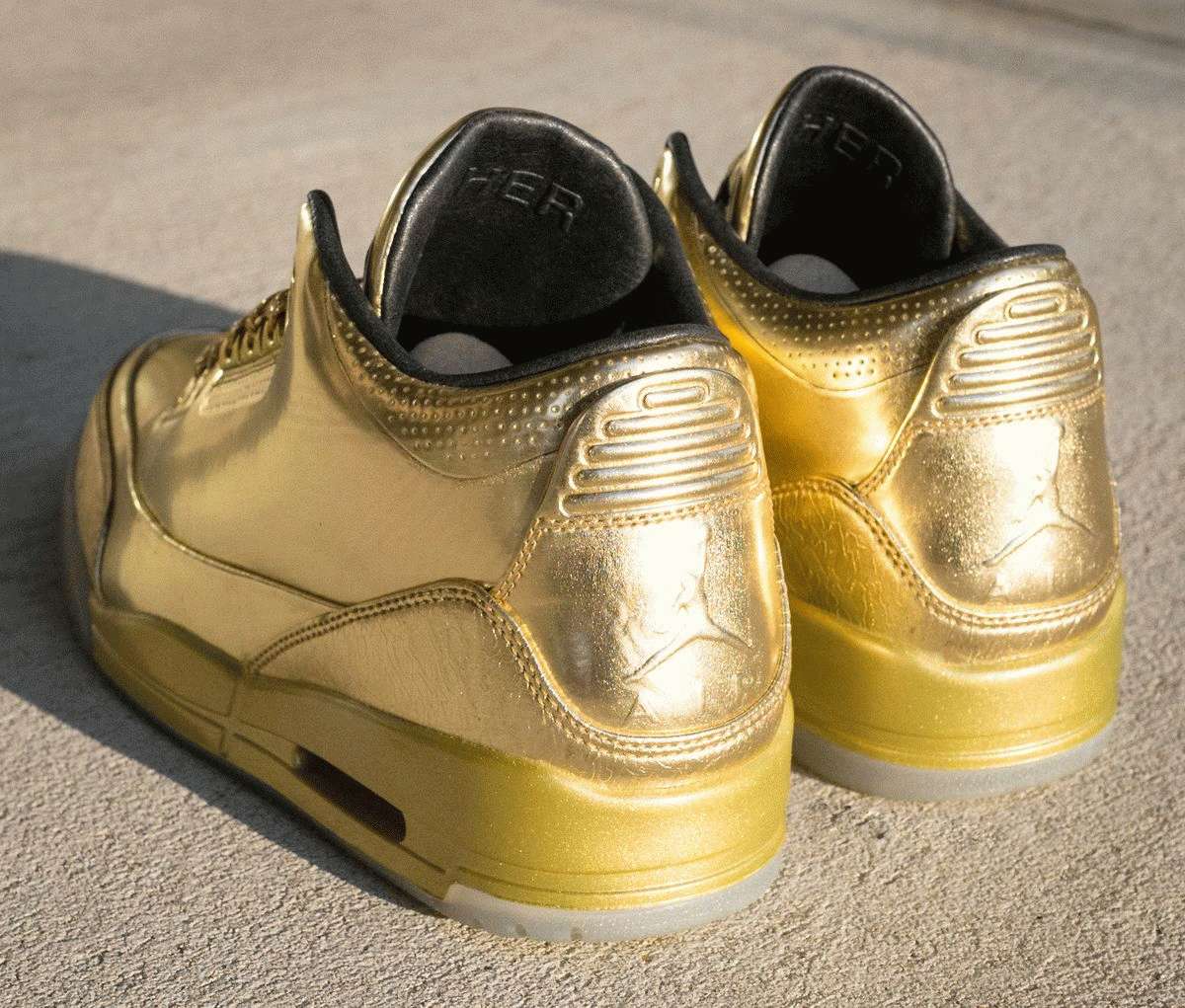Usher Air Jordan 3 Sample gold heel