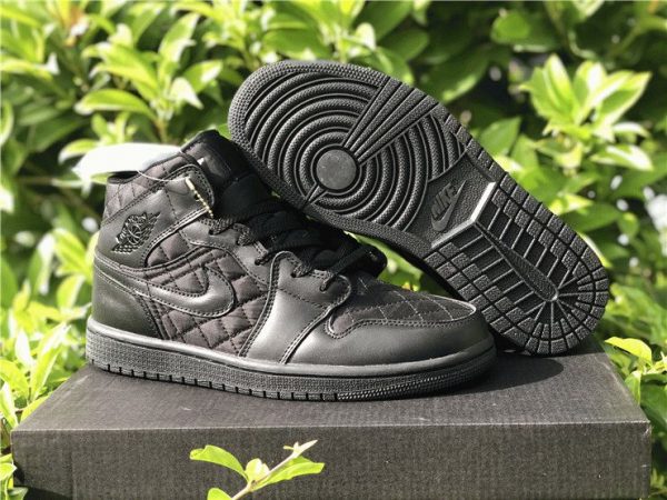 buy Air Jordan 1 Mid Triple Black Quilted