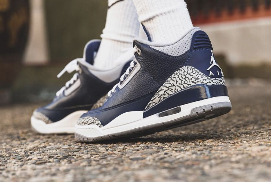 look Jordan 3 Georgetown 2021 on feet