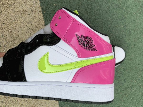 Air Jordan 1 Mid SE GS Cyber Active Fuchsia volt swoosh