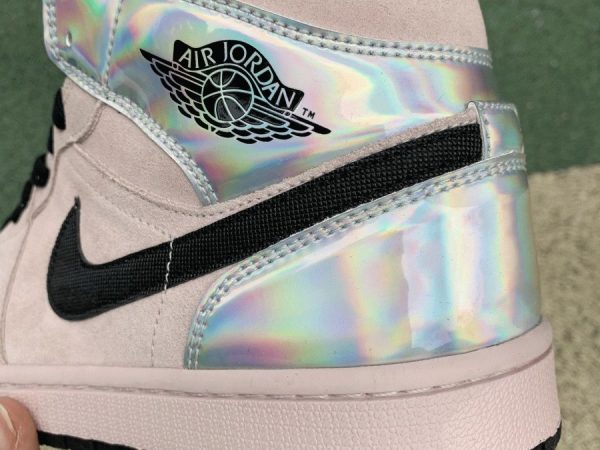 Air Jordan 1 Mid Dirty Powder Iridescent heel