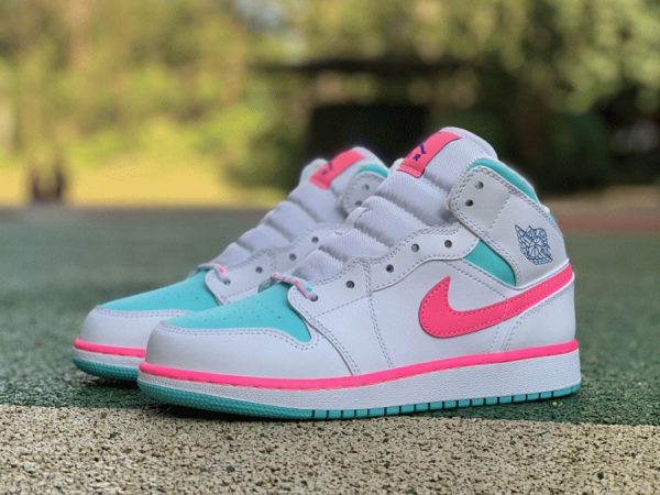 Air Jordan 1 Mid GS Digital Pink Aurora Green