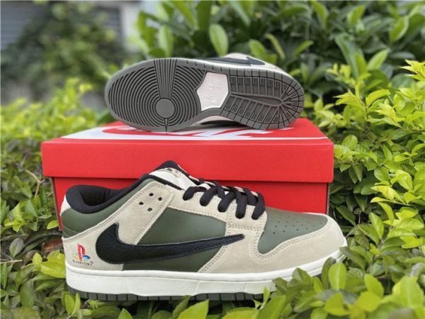 Dunk Low Travis Scott x Playstation Olive Green panel