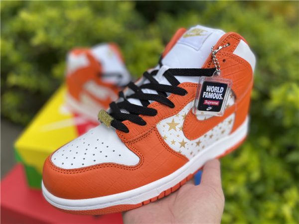 Nike SB Dunk High Supreme Orange Star On hand