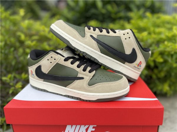 Olive Travis Scotts PlayStation Nike Dunk Low shoes