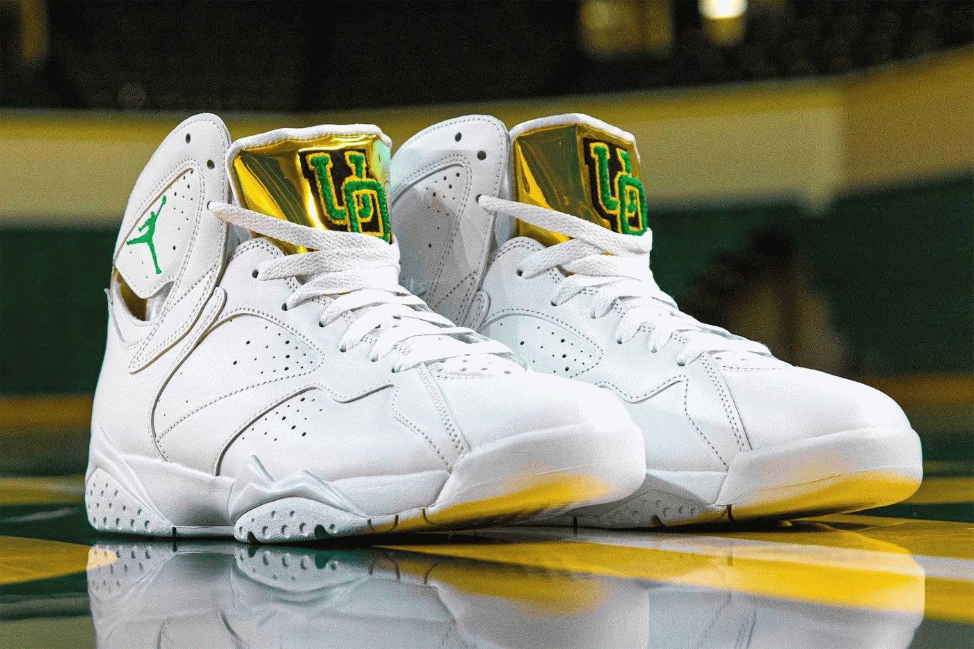 White Yellow New Air Jordan 7 Oregon Ducks