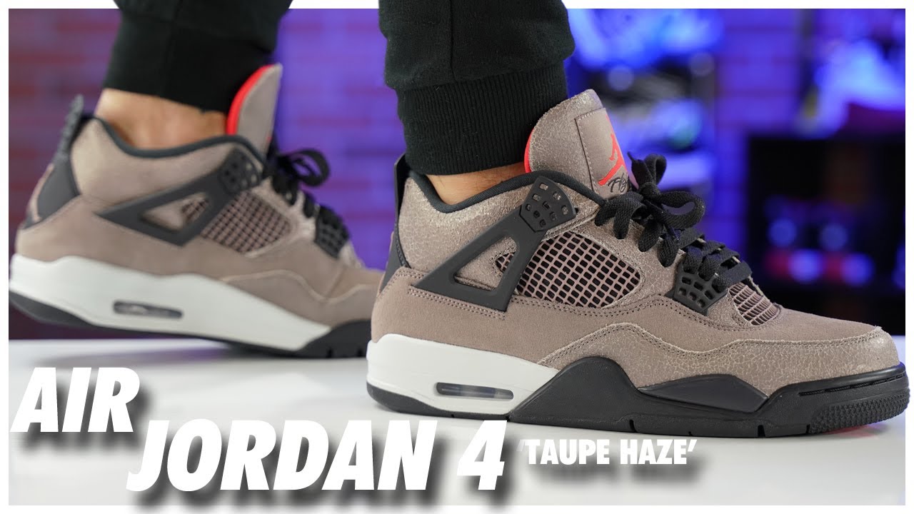 “Taupe Haze” Air Jordan 4 on feet