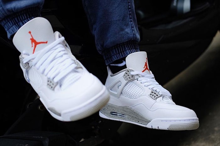 2021 Air Jordan 4 White Oreo on feet