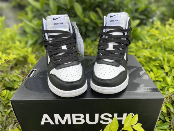 AMBUSH Dunk High Black White front look