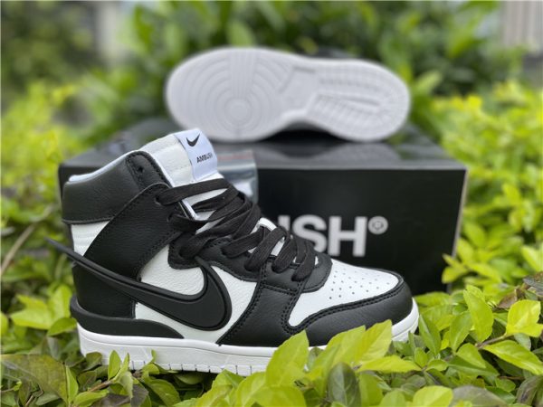 AMBUSH Dunk High Black White underfoot