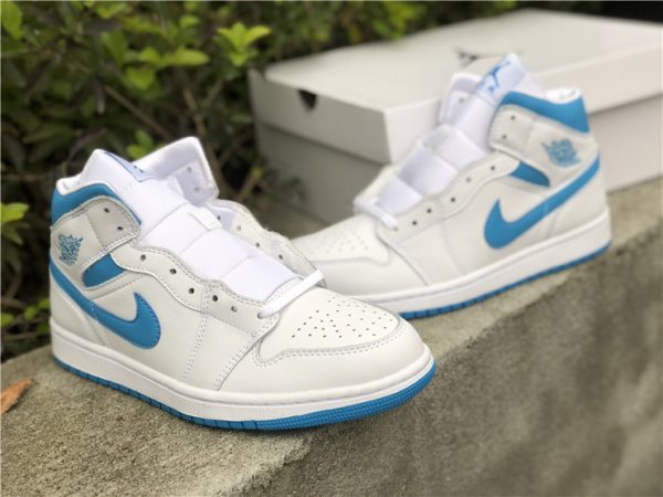 Air Jordan 1 Mid UNC White Blue shoes