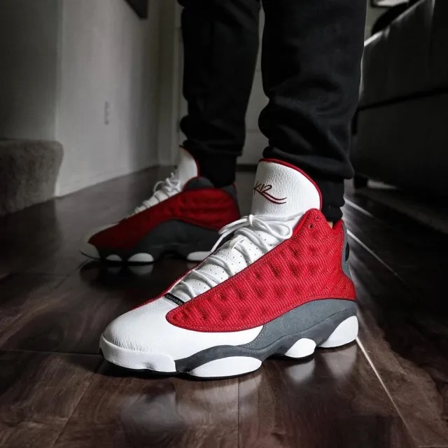 Air Jordan 13 Gym Red on feet