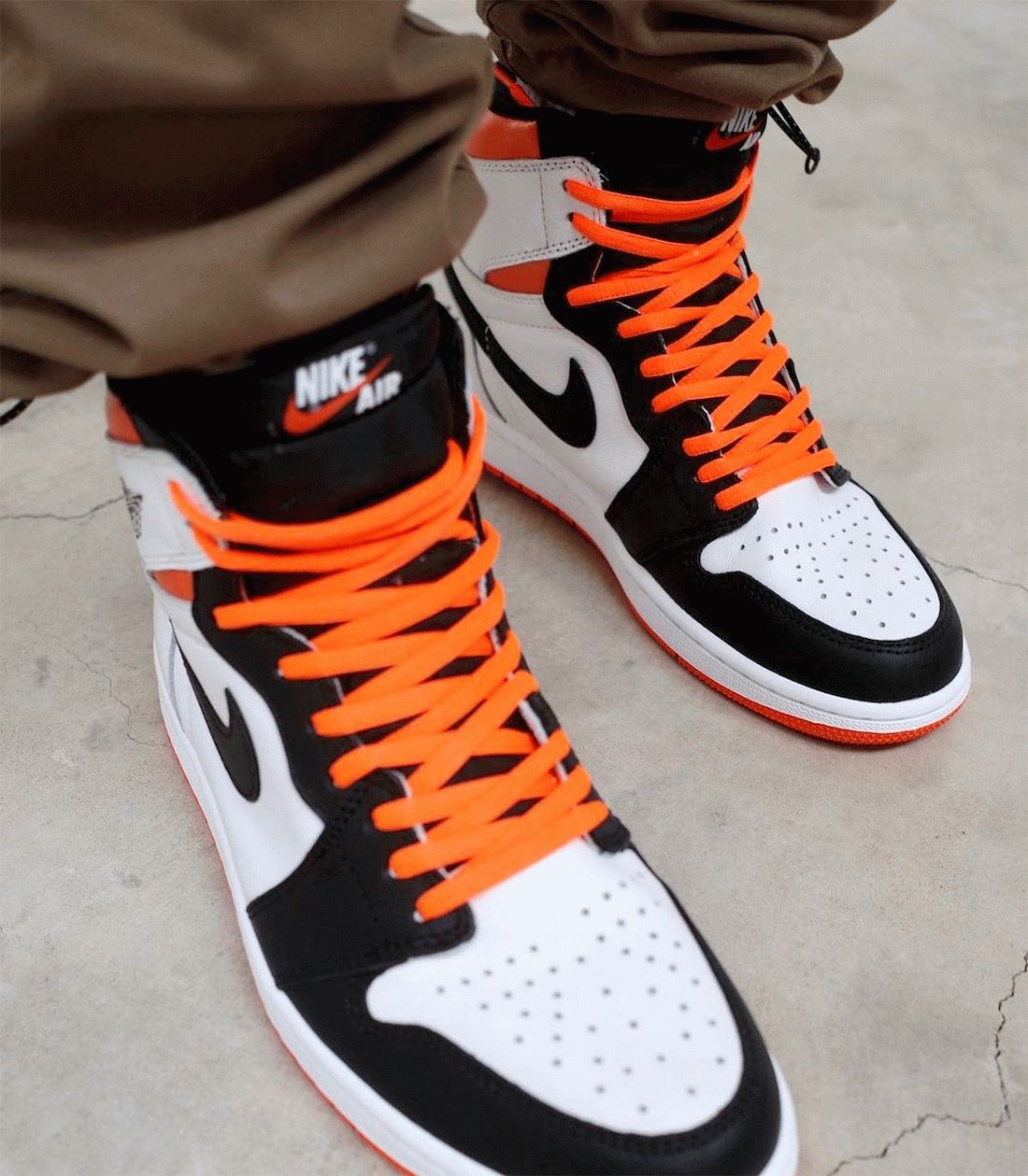 Jordan 1 High OG GS Electro Orange release date 2021 on feet