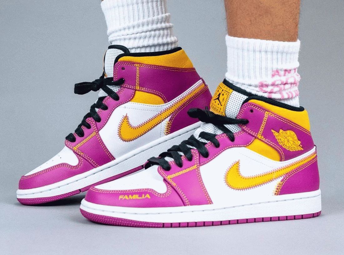 Men Air Jordan 1 Mid Familia on feet