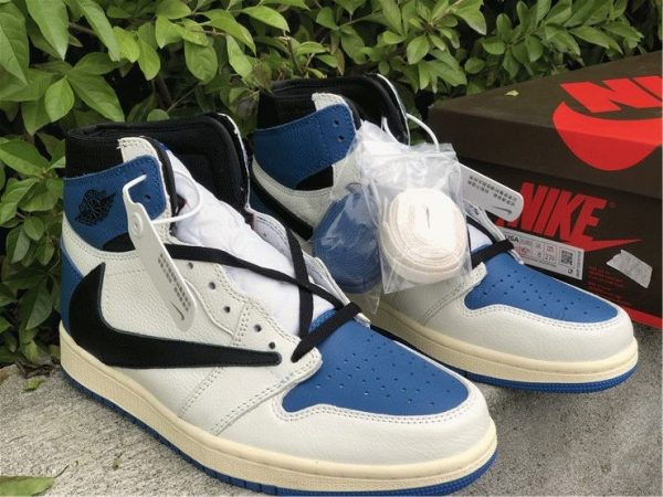 Travis Scott x Fragment x Air Jordan 1 Royal reverse swoosh