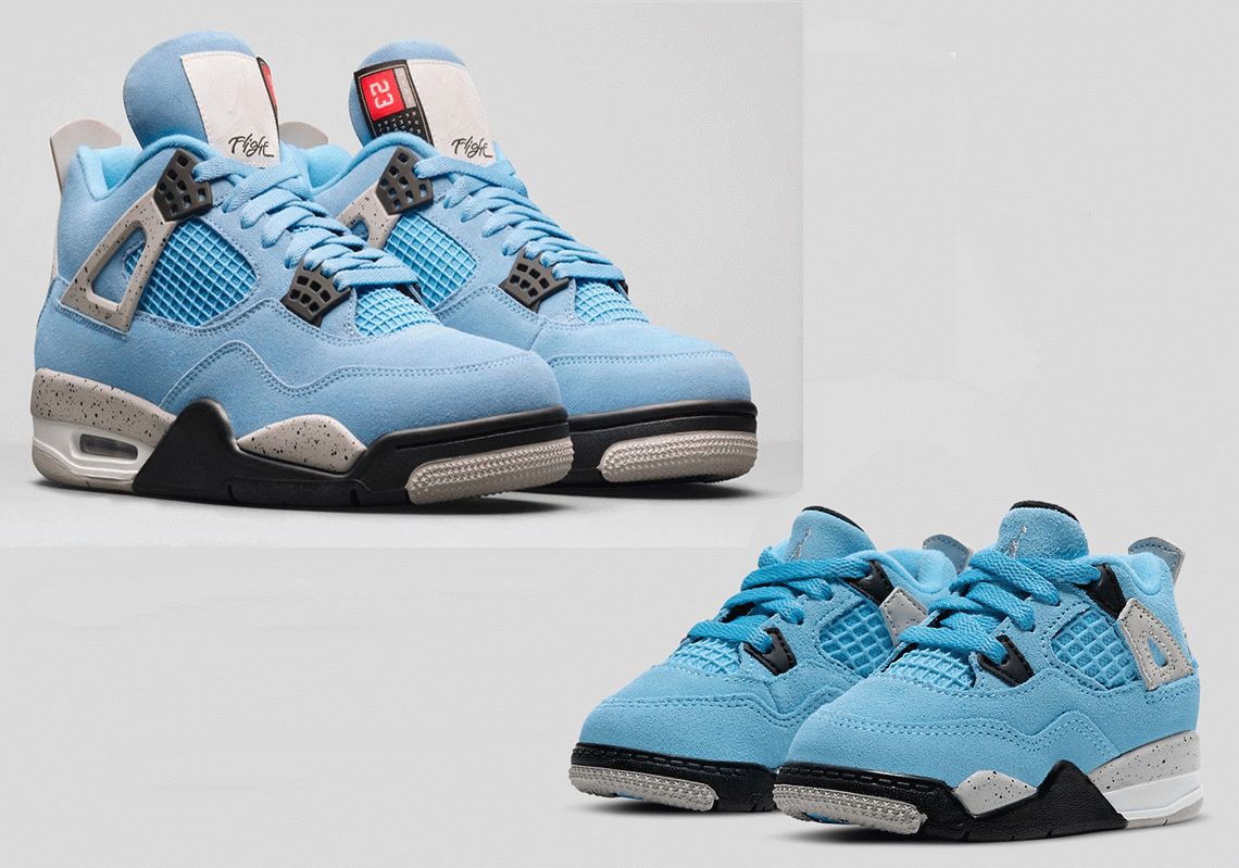 kids Air Jordan 4 UNC University Blue