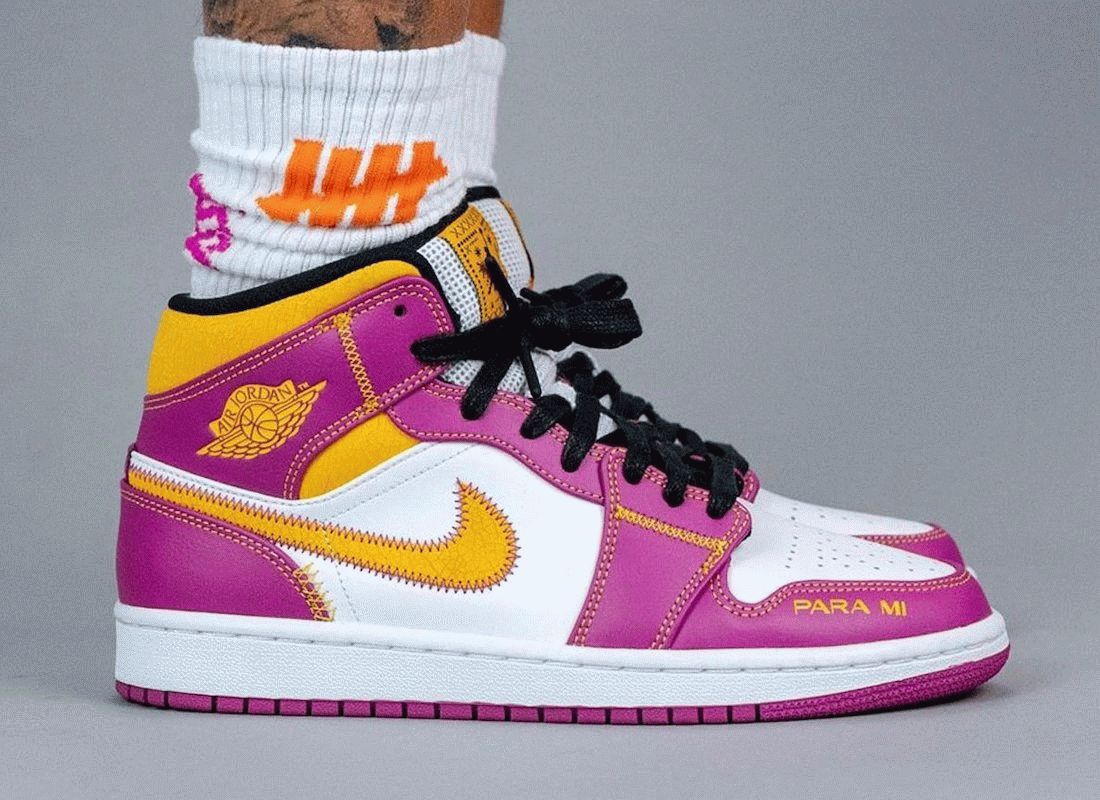 women size Air Jordan 1 Mid Familia on feet