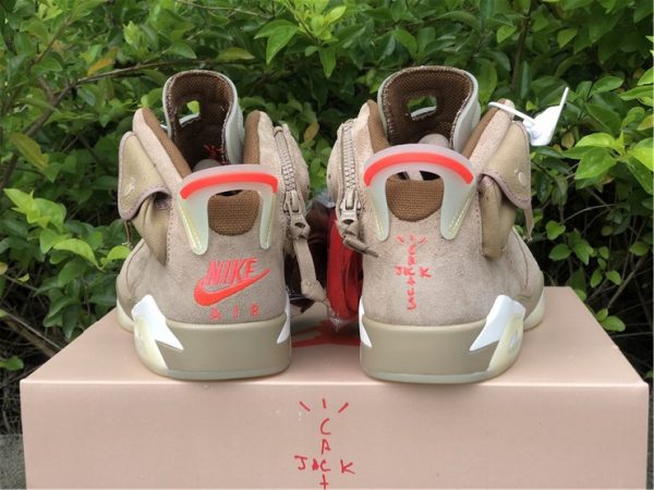 Travis Scott x Air Jordan 6 British Khaki heel