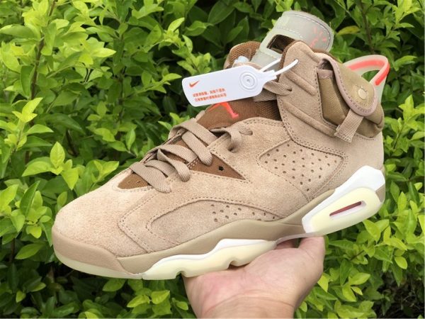 Travis Scott x Air Jordan 6 British Khaki on hand