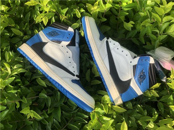 Travis Scott Fragment Jordan 1 Military Blue black swoosh