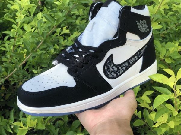 Dior x Air Jordan 1s Black White on hands