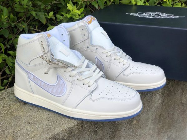 Dior x Air Jordan 1s White Grey for sale