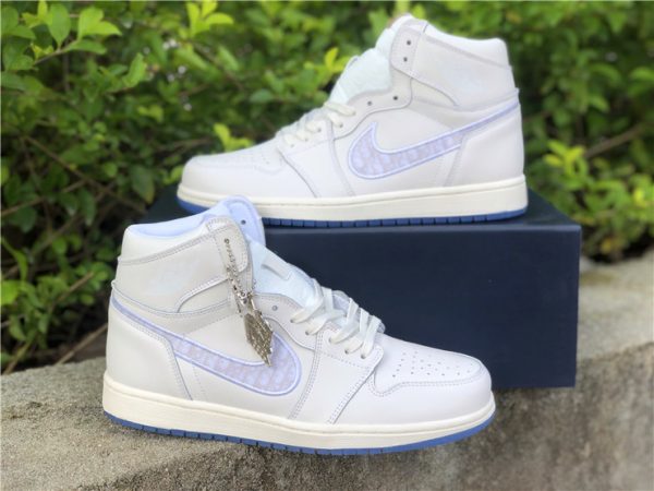 Dior x Air Jordan 1s White Grey shoes