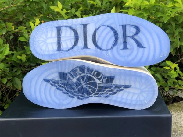 Dior x Air Jordan 1s White Grey underfoot