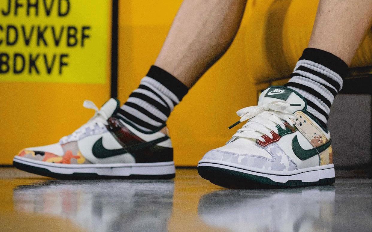 Nike Dunk Low Sail Multi Camo on feet 2021