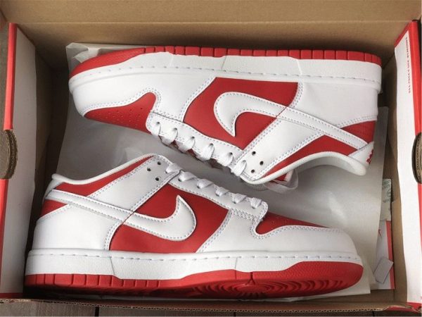 Nike Dunk Low White University Red in box look