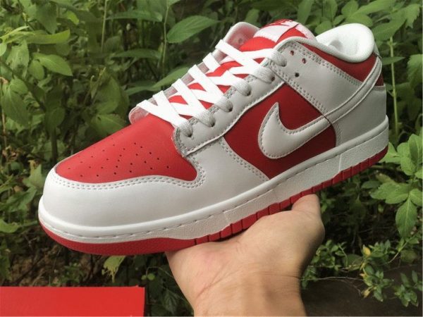 Nike Dunk Low White University Red on hand